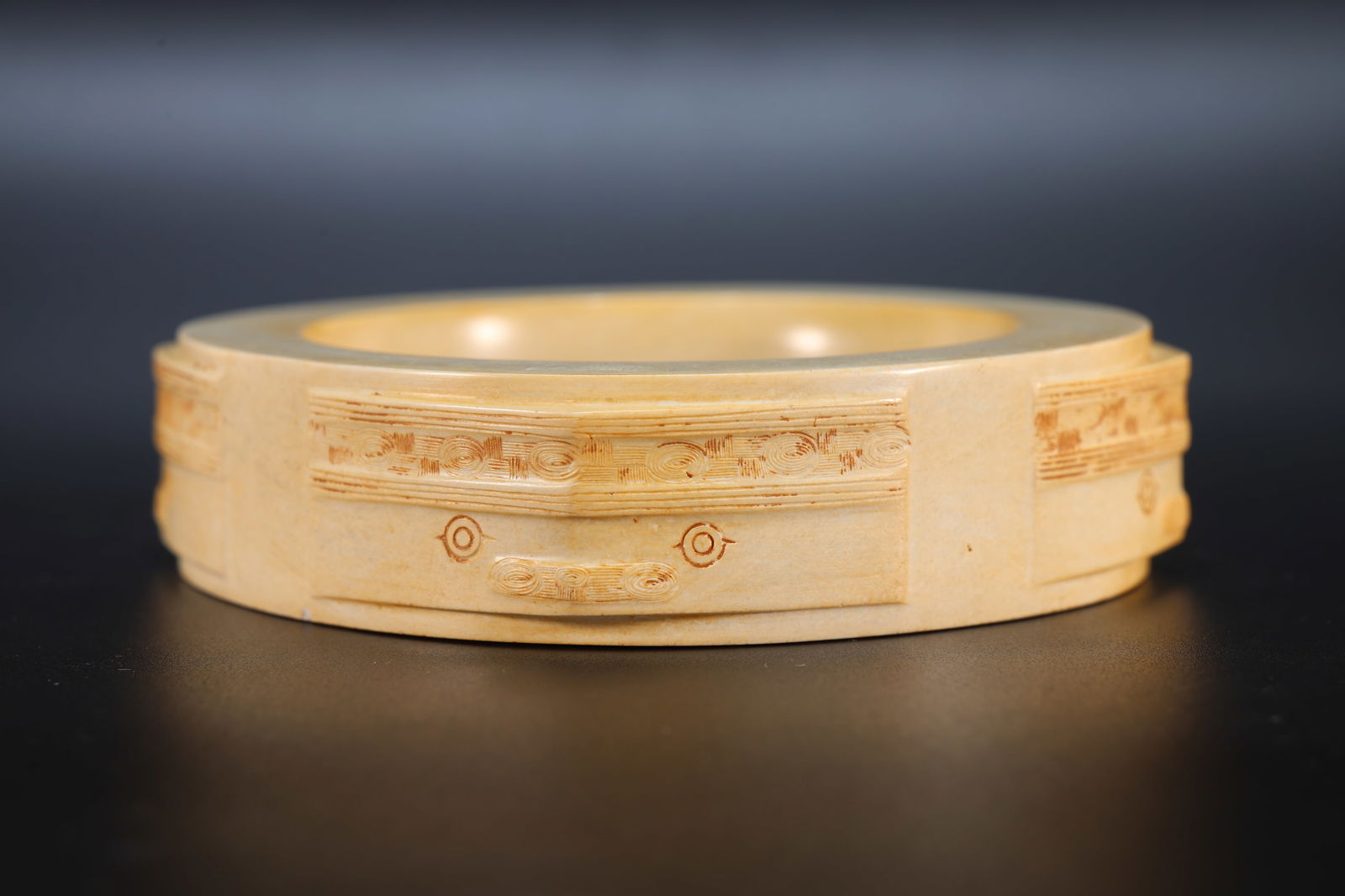 Jade Carved Beast Face Pattern Bangle - 5