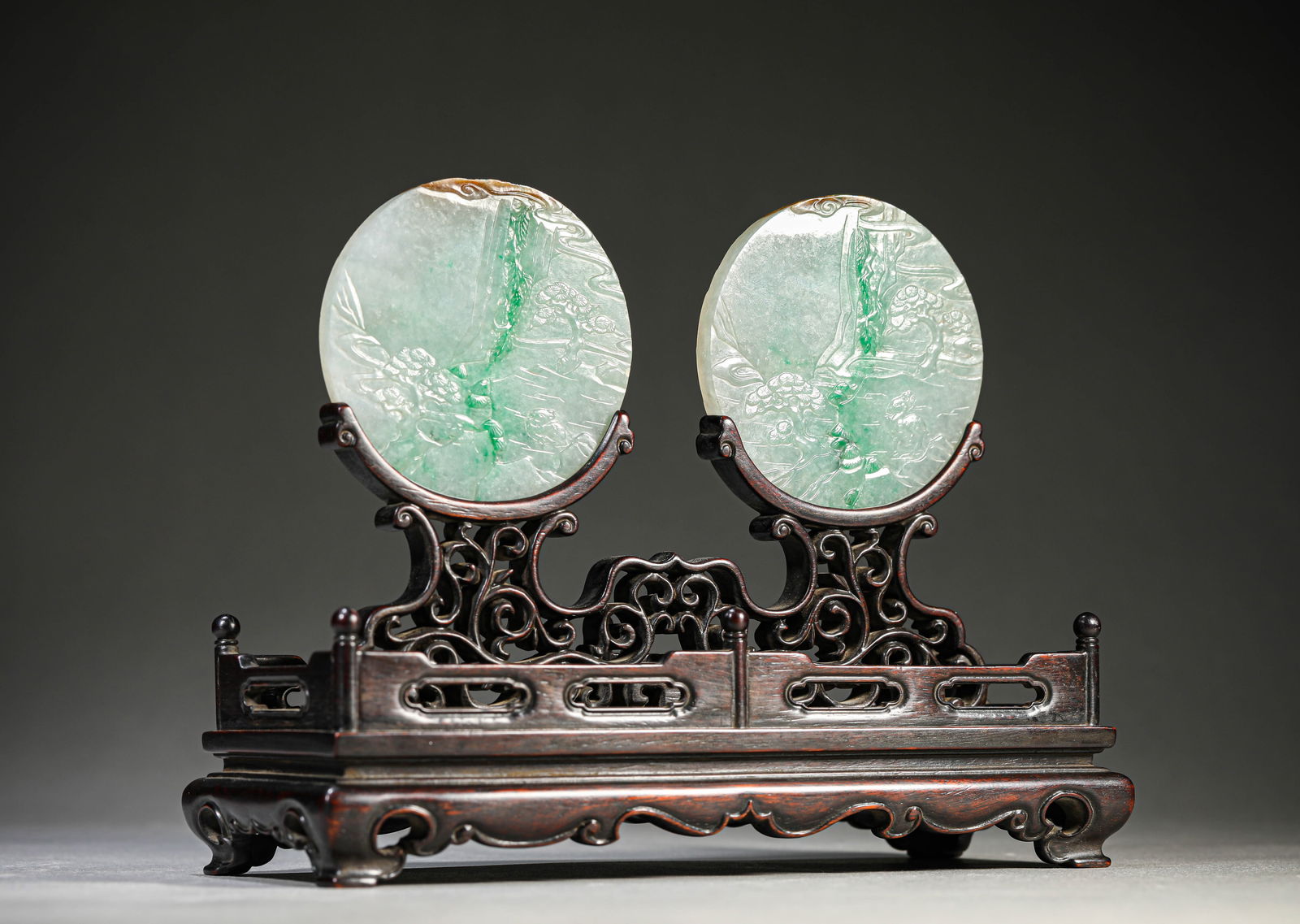 A Jadeite ‘Carved Narrative Scene’ Table Screen - 4