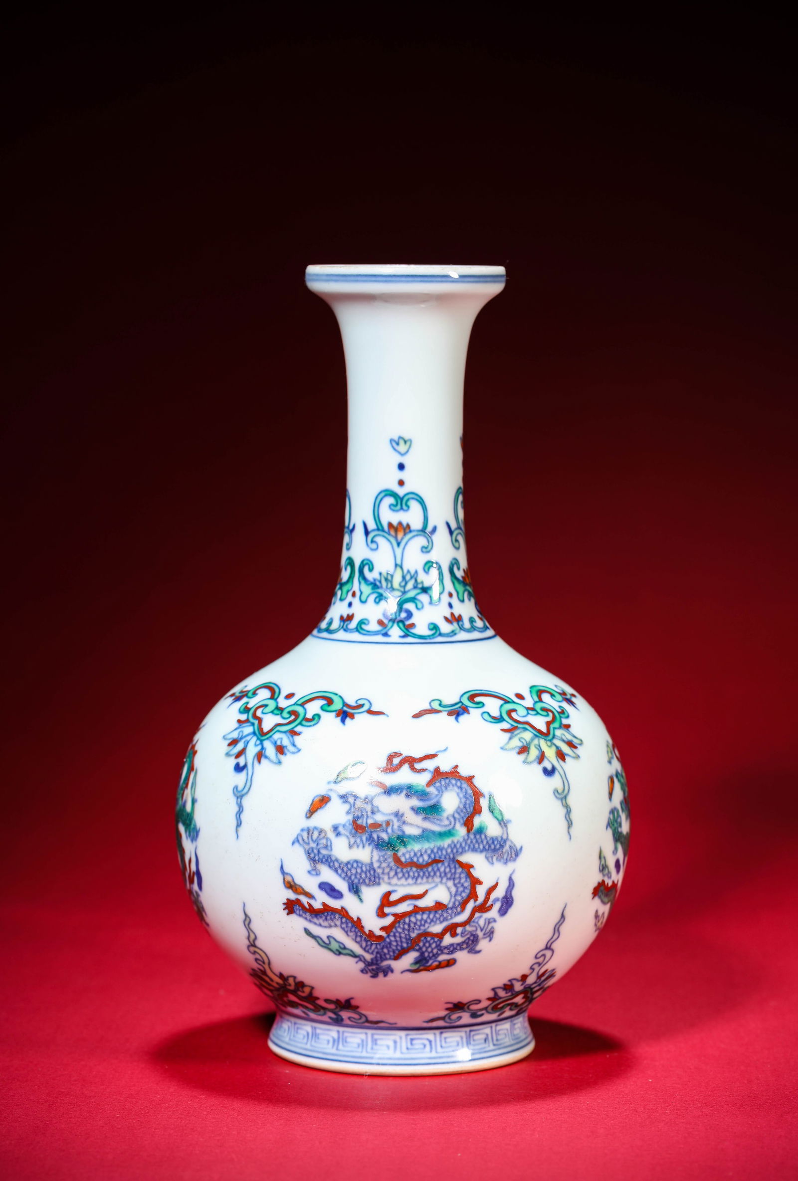 A Doucai 'Dragon' 'Dish-Mouth' Vase - 2