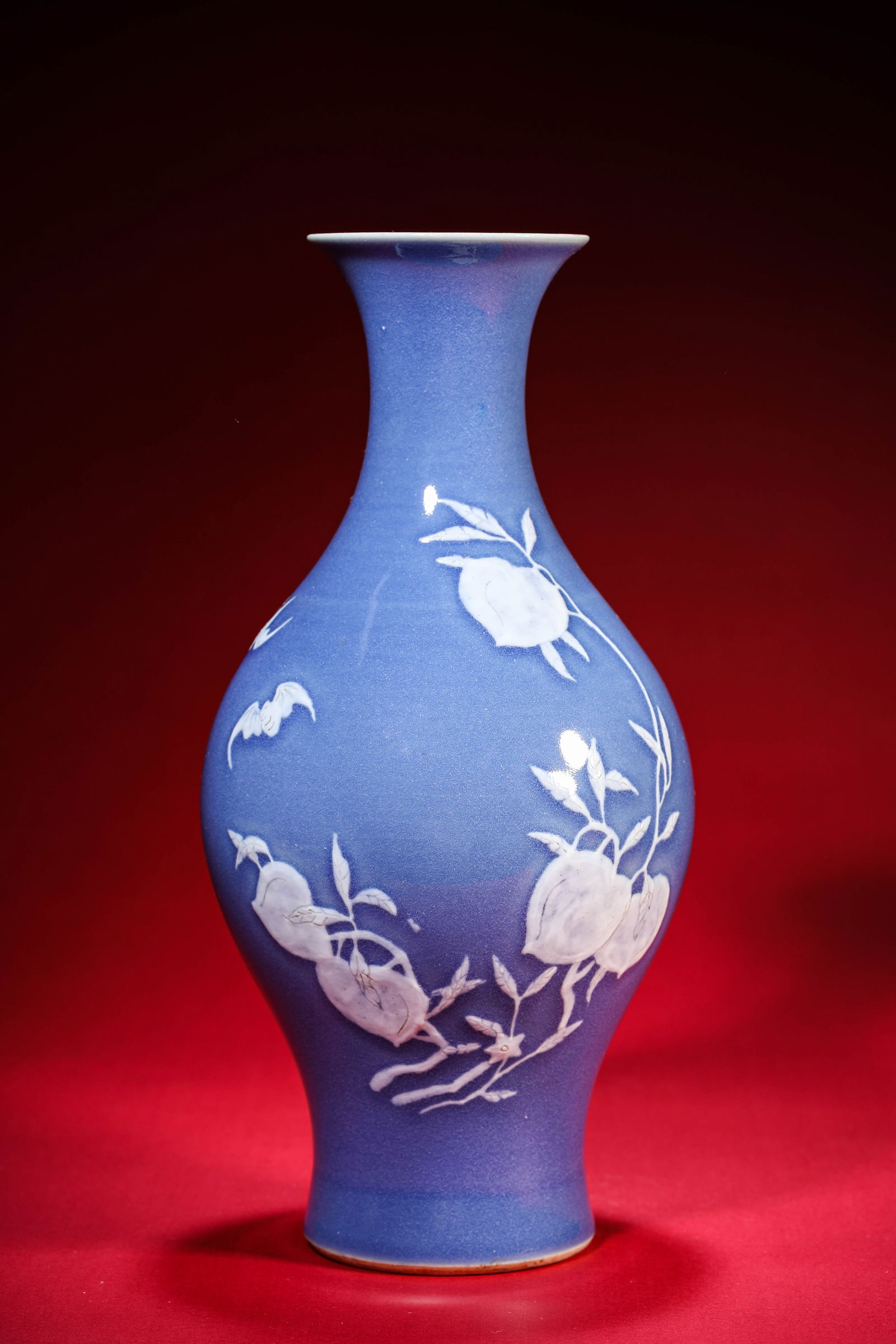 A Blue-Glazed 'Relief Bat and Shou'Vase (1 of 5)
