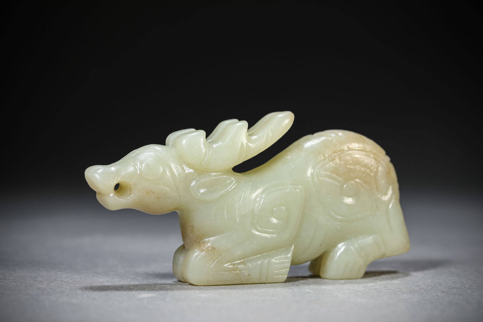 A Jade Deer: A Jade Deer (8.7 x 1.6 x 4.5 cm)
