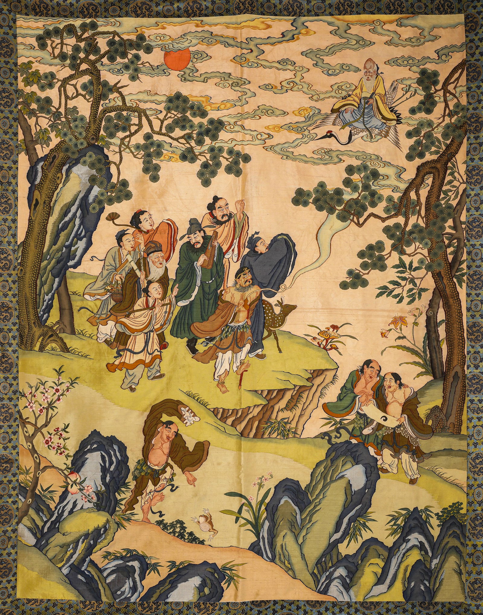 A Silk ‘Kesi’ Tapestry of ‘Eight Immortals Offering Birthday Greetings’ (1 of 6)