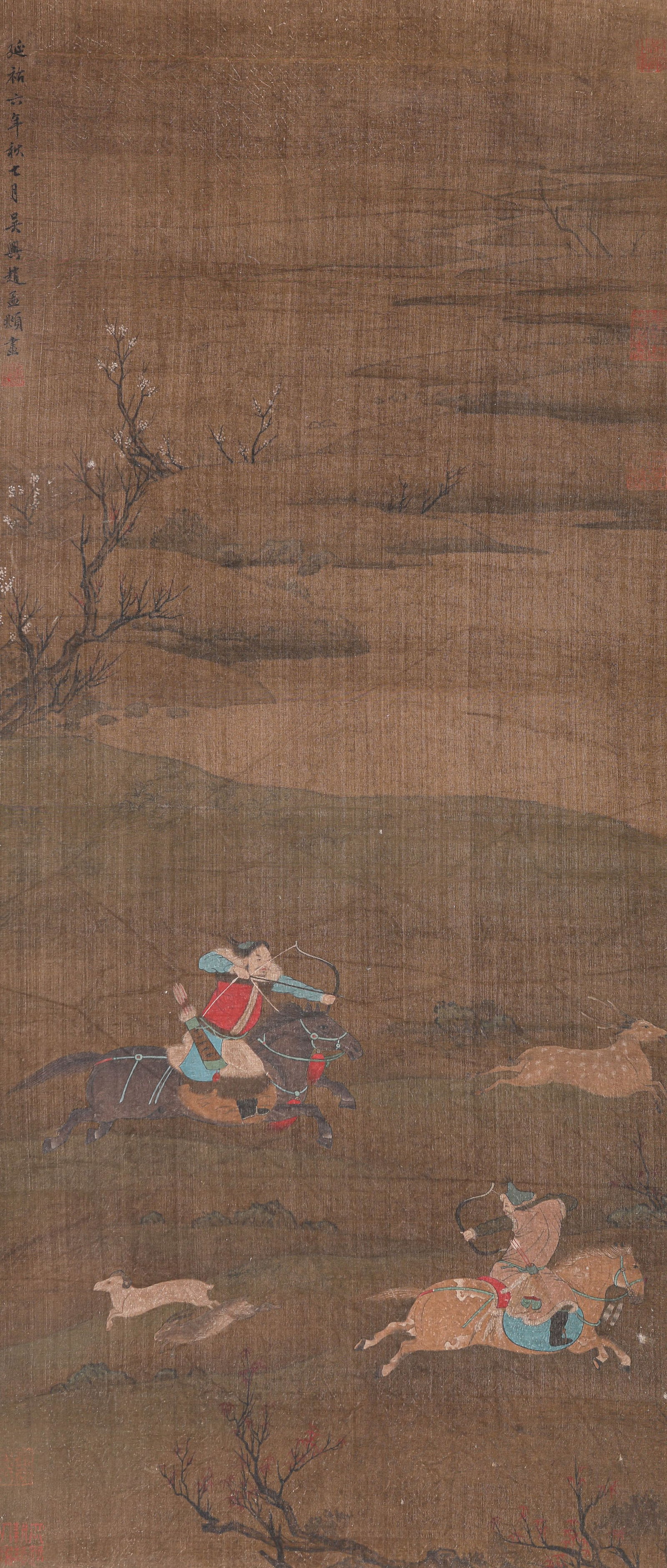 Zhao Mengfu (1254-1322), attributed to, Hunting Scene: Zhao Mengfu (1254-1322), attributed to, Hunting Scene (43 x 97 cm)