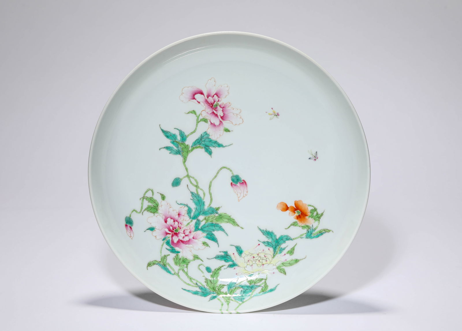 A Famille-Rose 'Butterflies Among Flowers' Dish: A Famille-Rose 'Butterflies Among Flowers' Dish (24 x 4.5 cm)