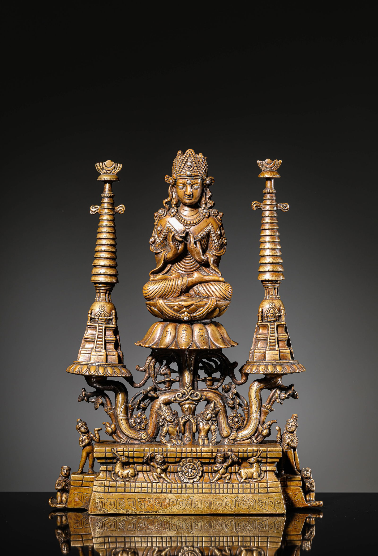 A ‘Swat-Style’ Alloy Bronze and Silver-Inlaid Figure of Maitreya: A ‘Swat-Style’ Alloy Bronze and Silver-Inlaid Figure of Maitreya (21 x 7 x 28 cm, Weight: 3112 grams)