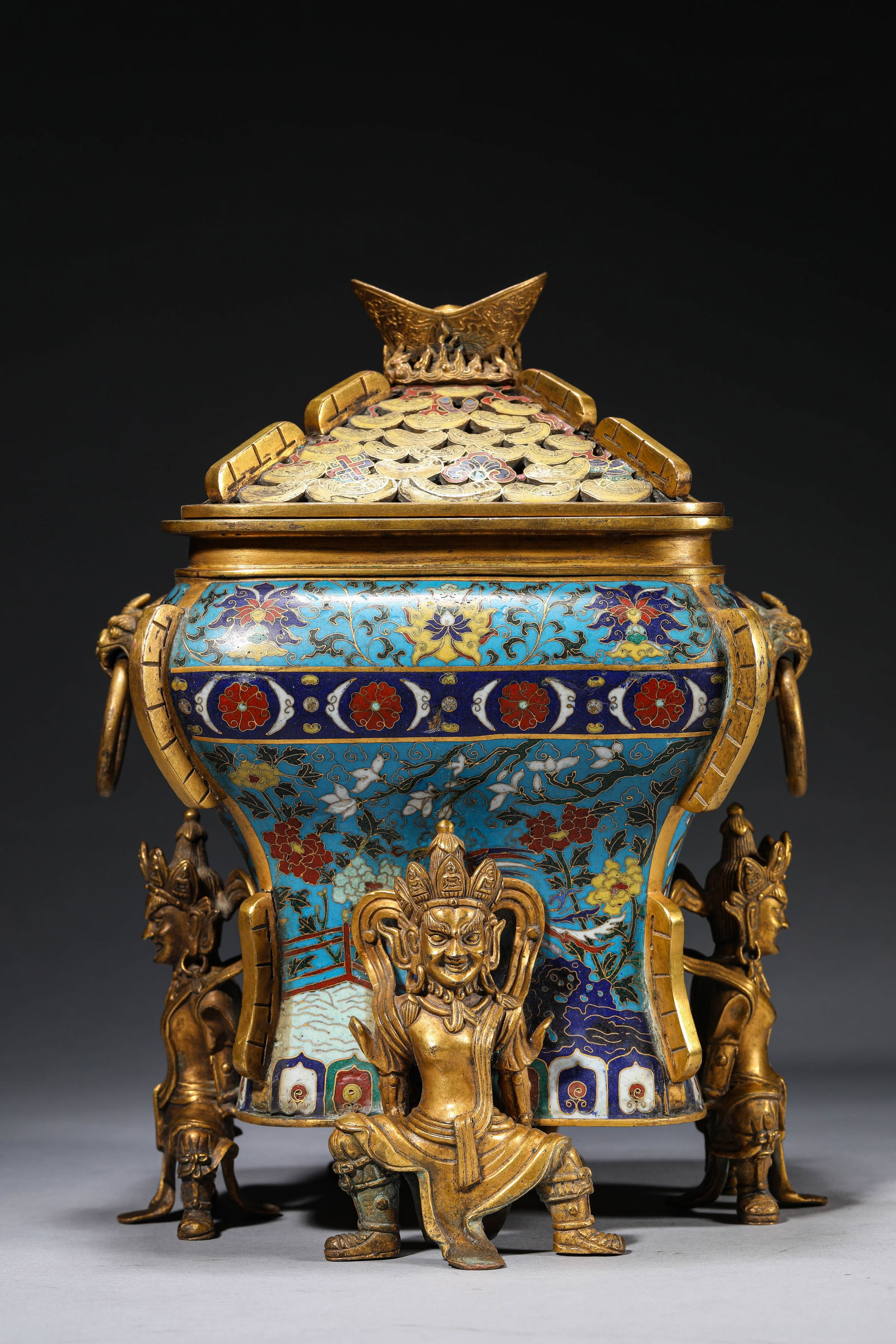 A Cloisonné Enamel Censer: A Cloisonné Enamel Censer (22.7 x 22.4 x 29 cm, Weight: 5.3 Kg)