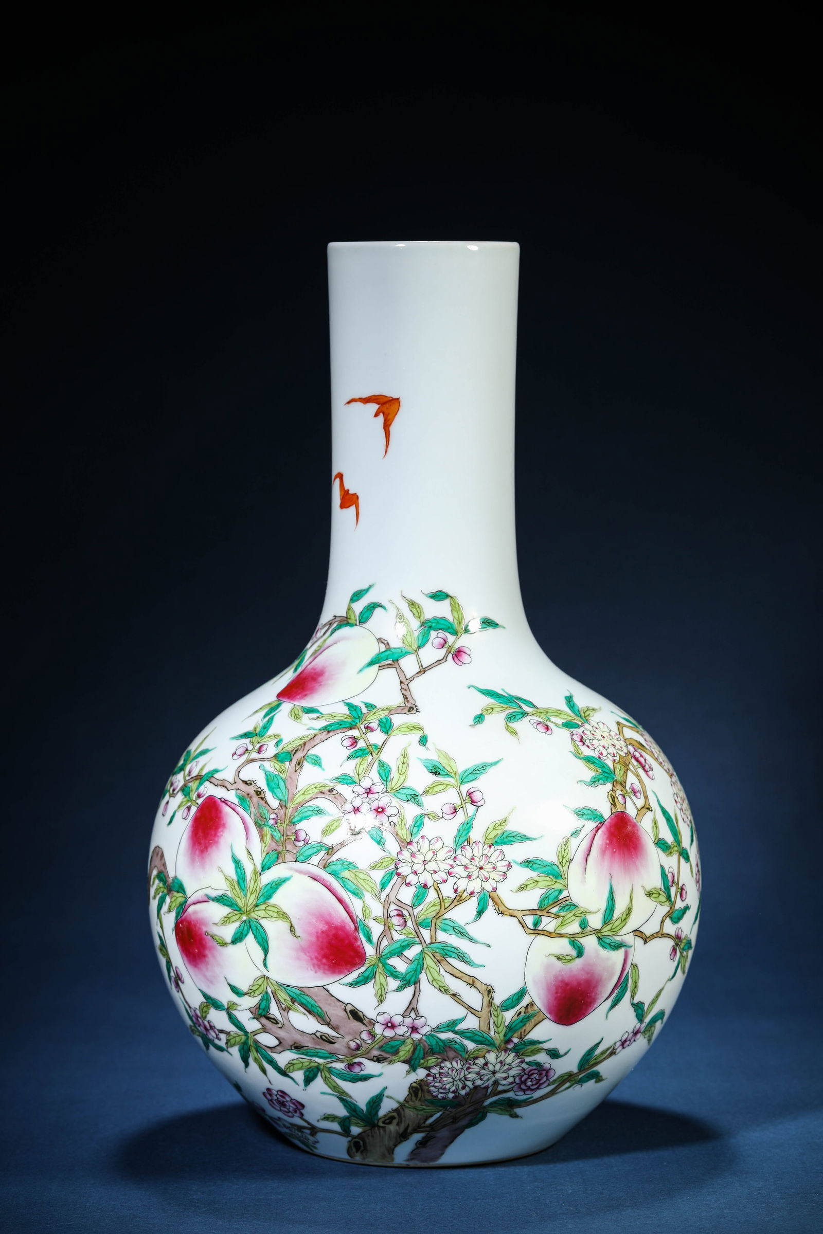 A Famille-Rose 'Bat and Shou' Vase: A Famille-Rose 'Bat and Shou' Vase (21.7 x 38 cm)