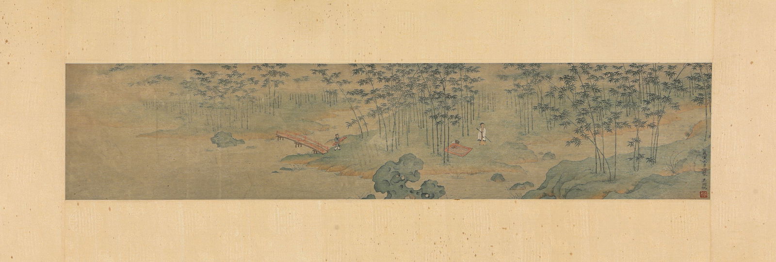 Wu Hufan (1894-1968), attributed to, Noble Scholar in Bamboo Grove: Wu Hufan (1894-1968), attributed to, Noble Scholar in Bamboo Grove (81 x 17 cm)
