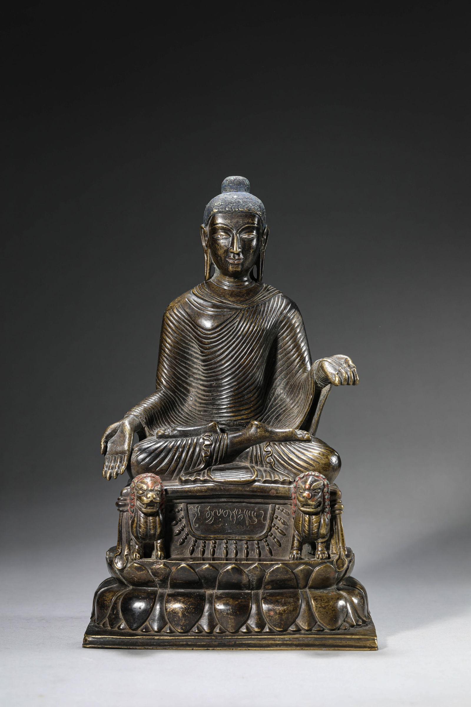 A ‘Swat-Style’ Alloy Bronze and Silver-Inlaid Figure of Shakyamuni: A ‘Swat-Style’ Alloy Bronze and Silver-Inlaid Figure of Shakyamuni (18.1 x 13.1 x 28 cm, Weight: 5 Kg)