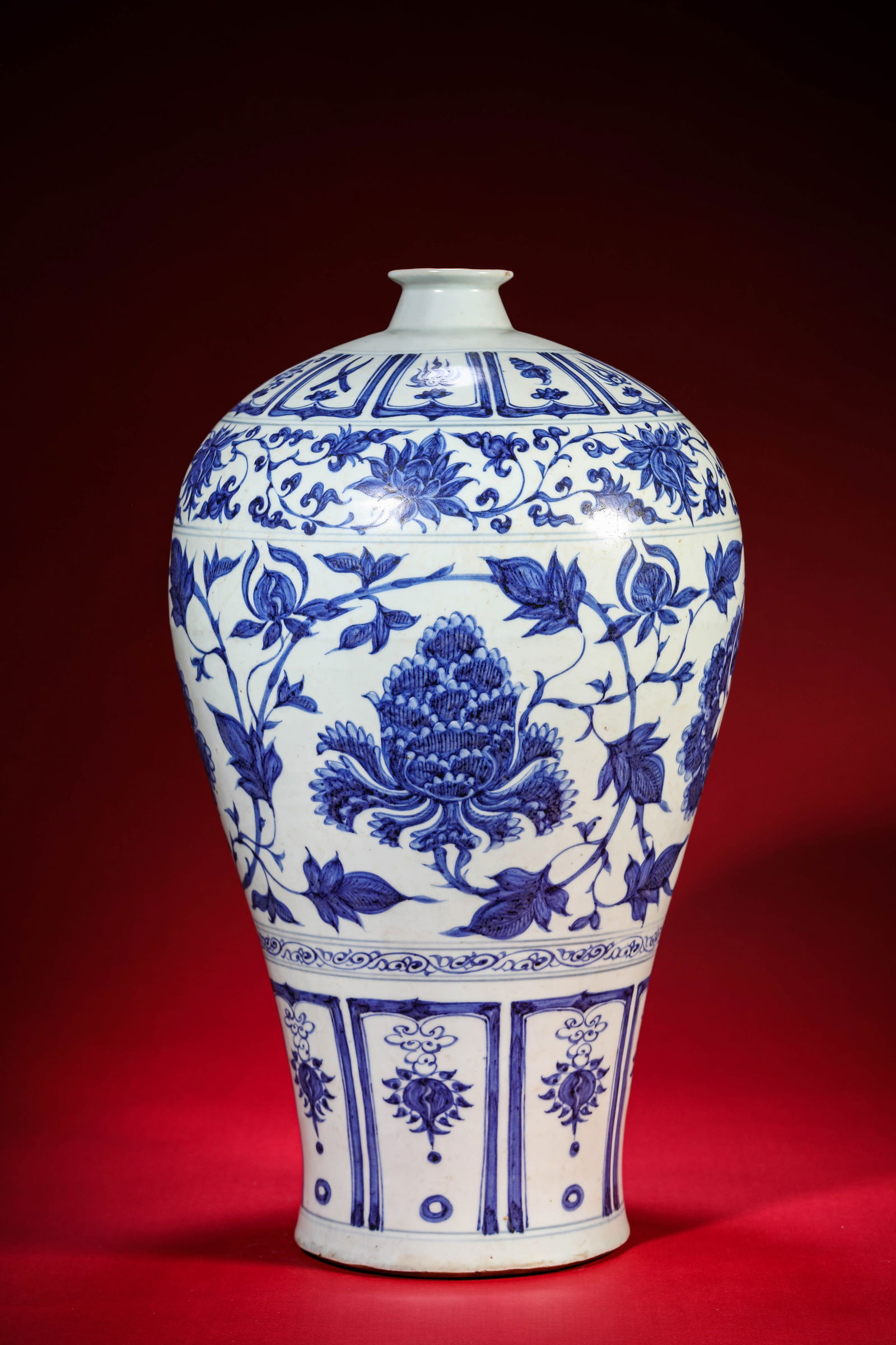 A Blue and White ‘Interlocking Florals’ Meiping - 2