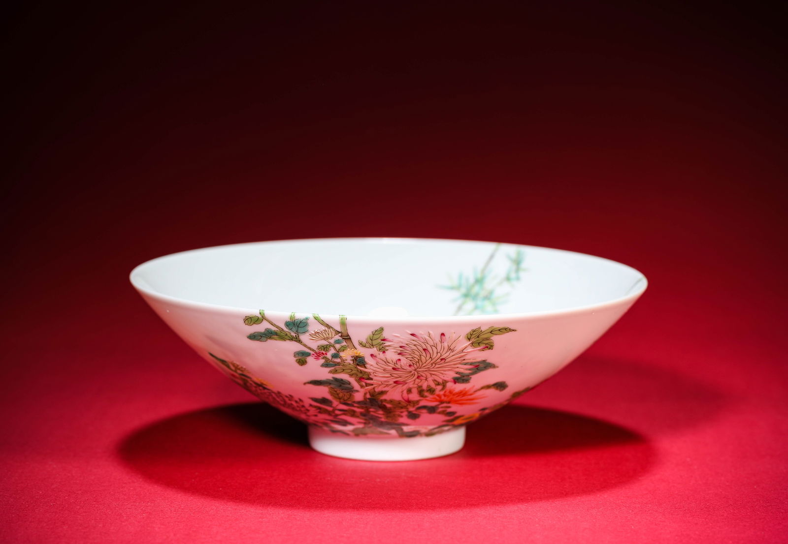 A Famille-Rose 'Branching Flowers and Birds' Douli Bowl: A Famille-Rose 'Branching Flowers and Birds' Douli Bowl (16.6 x 5.6 cm)