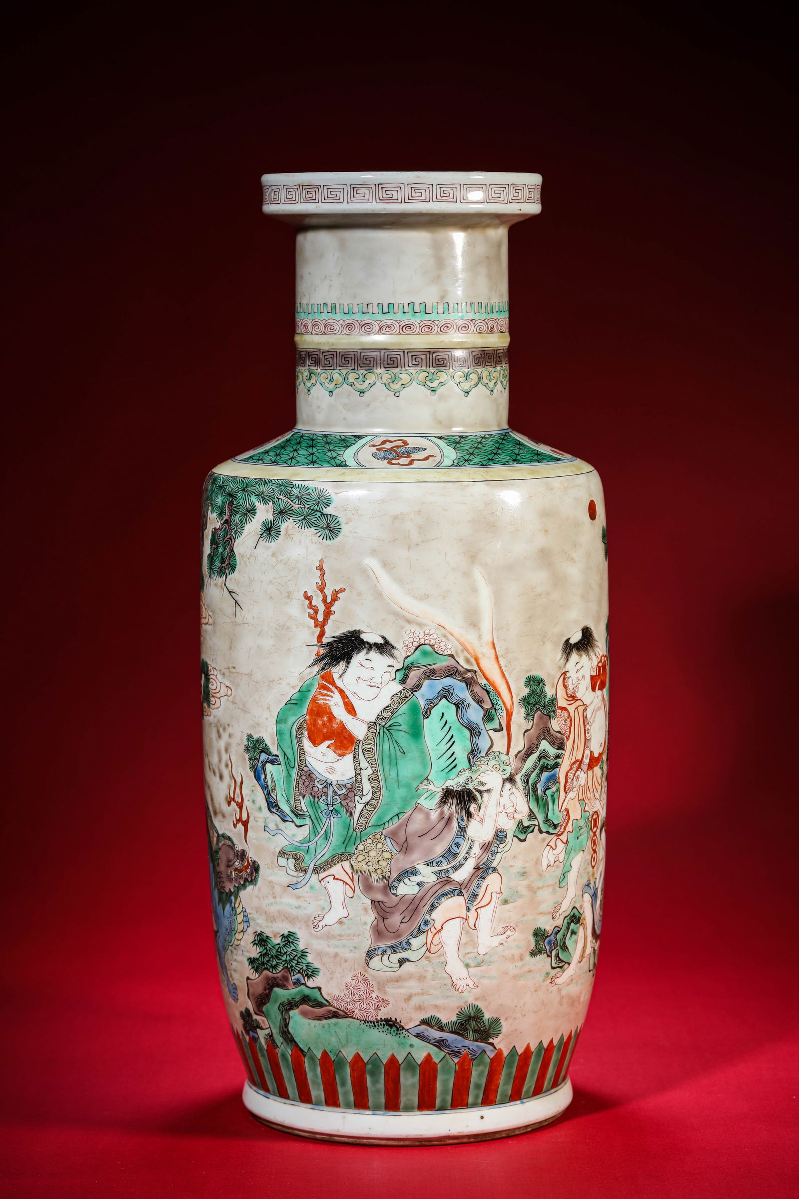 A Wucai 'Figural' 'Bangchui' Vase (1 of 6)