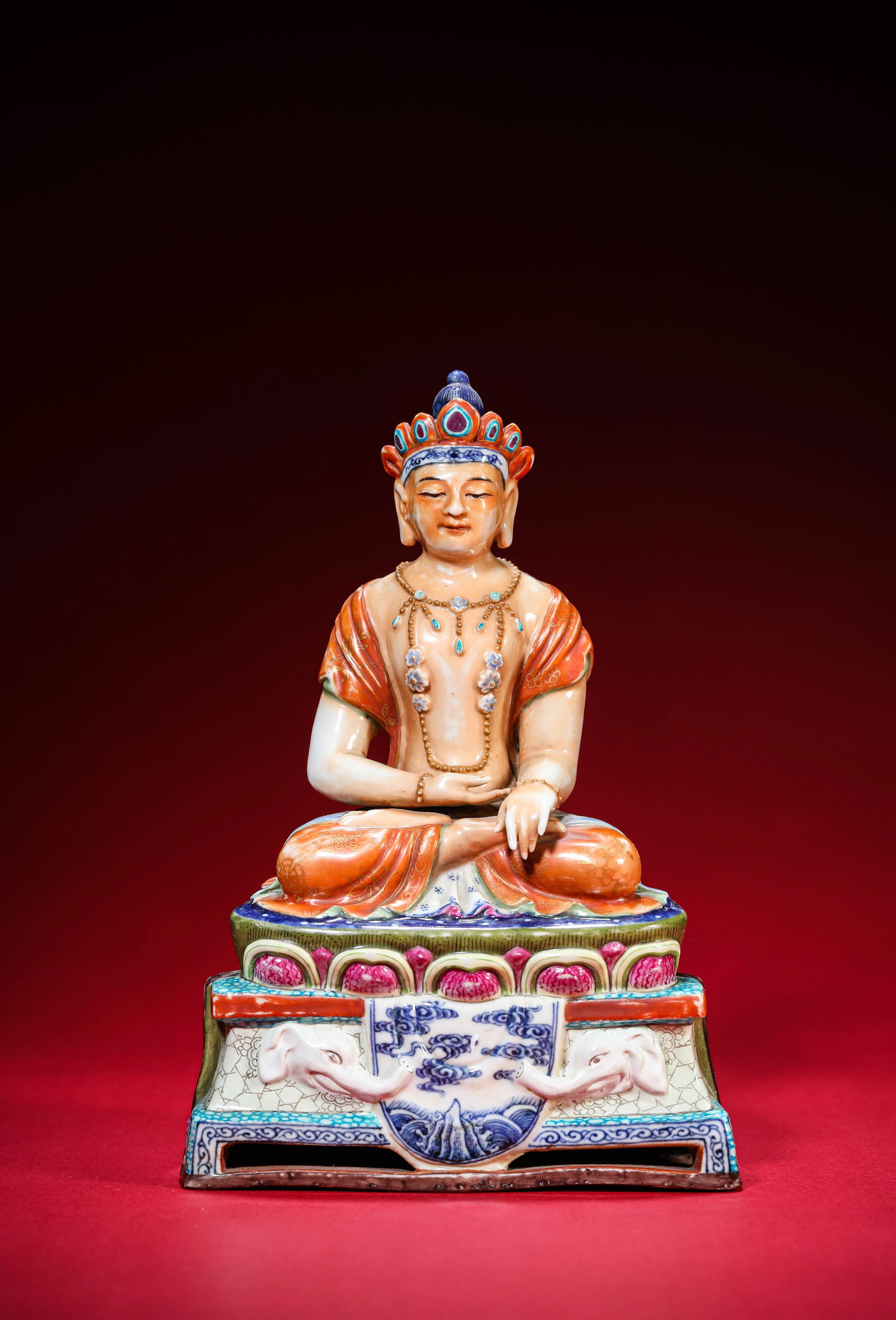 A Famille-Rose Figure of Amitayus: A Famille-Rose Figure of Amitayus (12.8 x 6.4 x 18.6 cm)