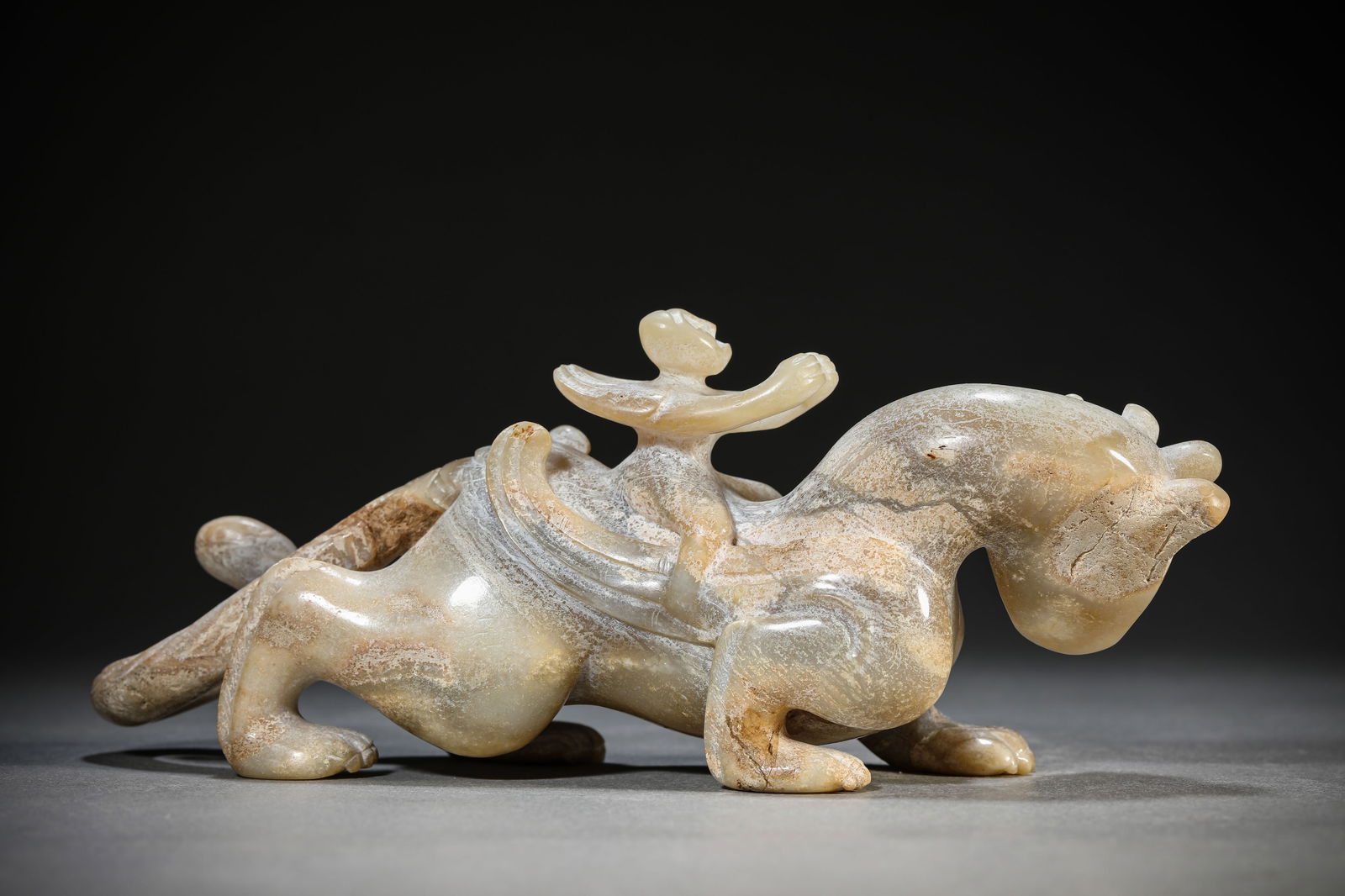 A Jade 'Figure Riding a Beast' - 4