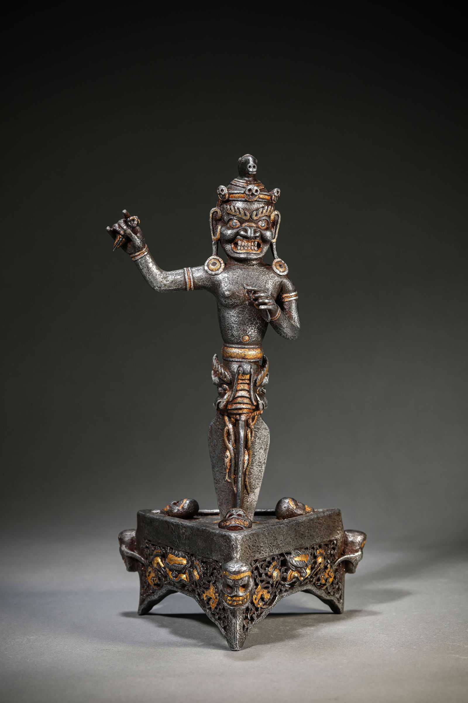 A Tibetan Iron and Gold Champlevé 'Openwork' Vajra (1 of 9)