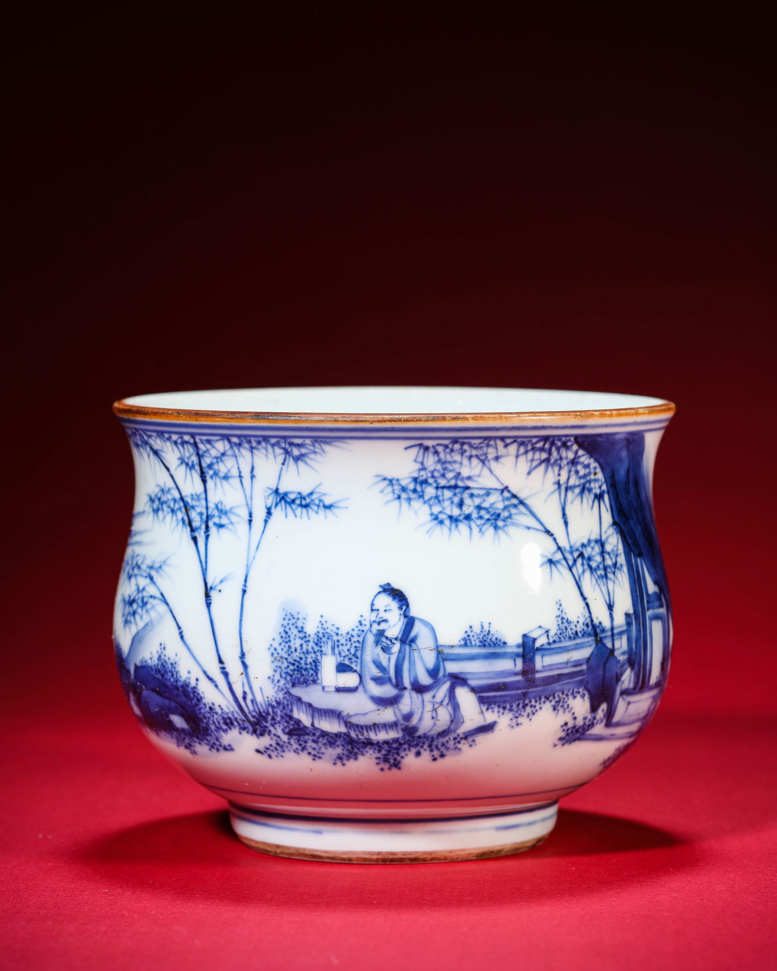 A Blue and White 'Figural' Censer: A Blue and White 'Figural' Censer (14.1 x 11 cm)