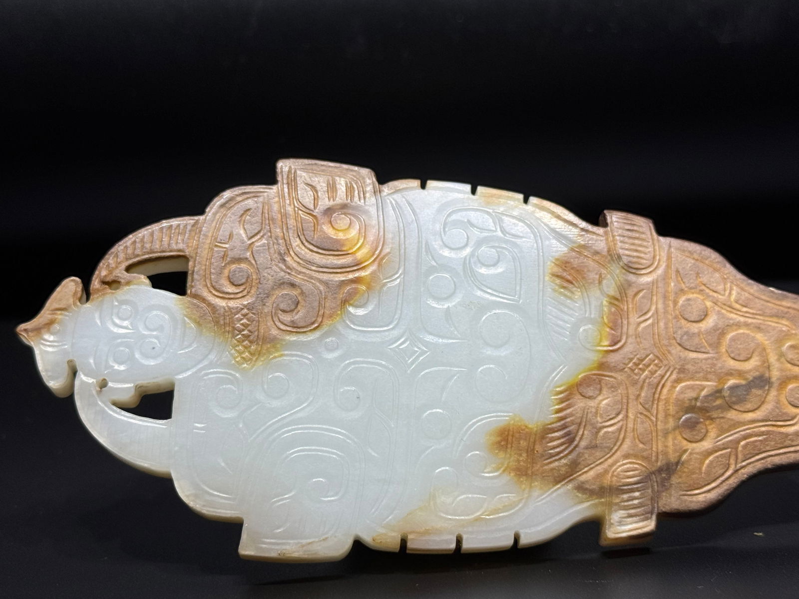 Jade Carved Beast Face Pattern Bi - 4