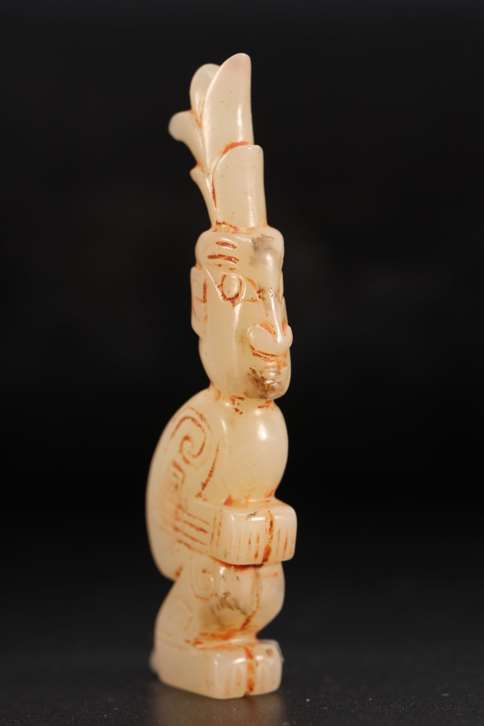 Jade Carved Beast Face Pattern Character Shape Ornament - 7