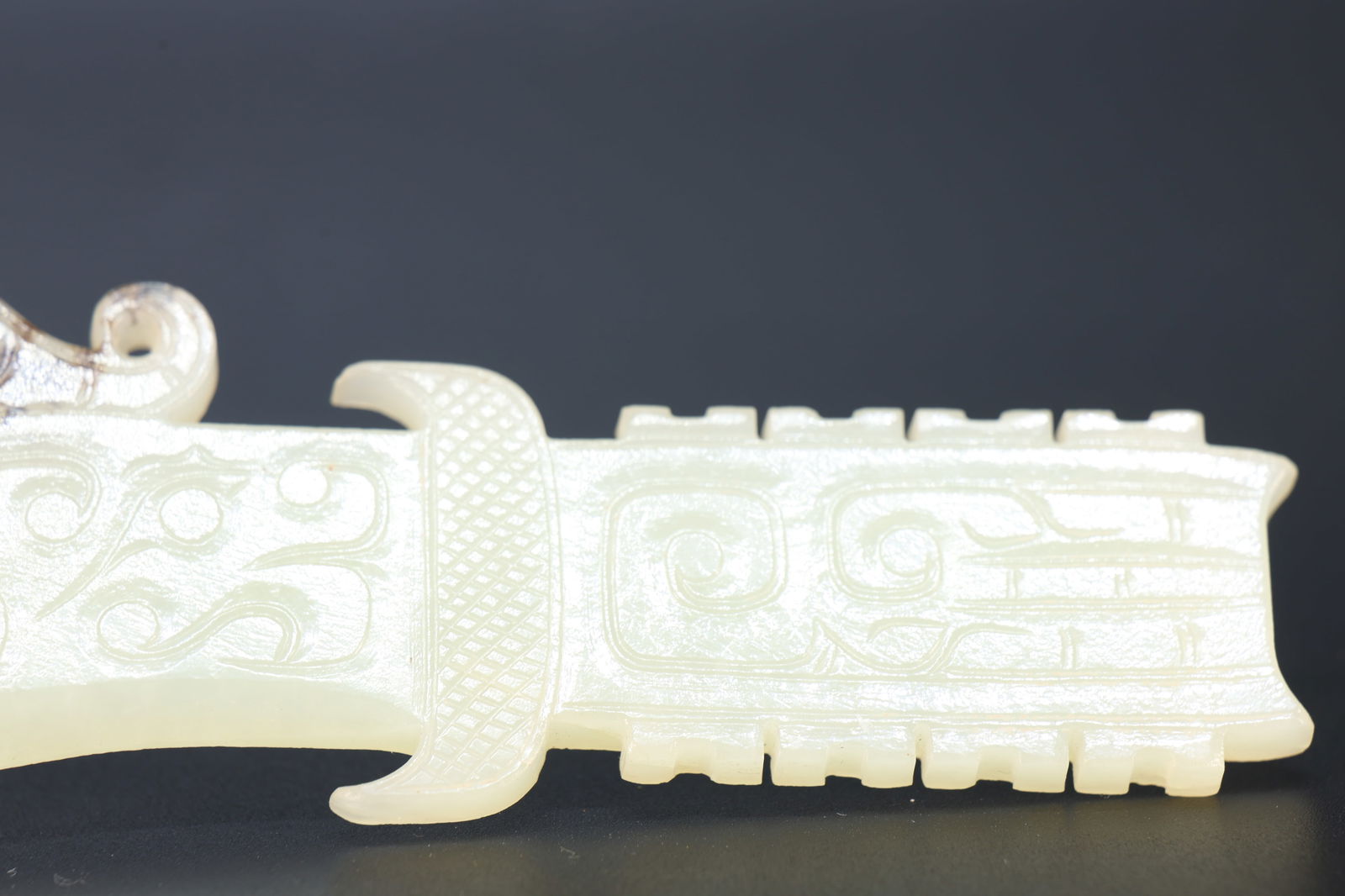 Jade Carved Beast Face Pattern Tiger Shape Sword Ornament - 7