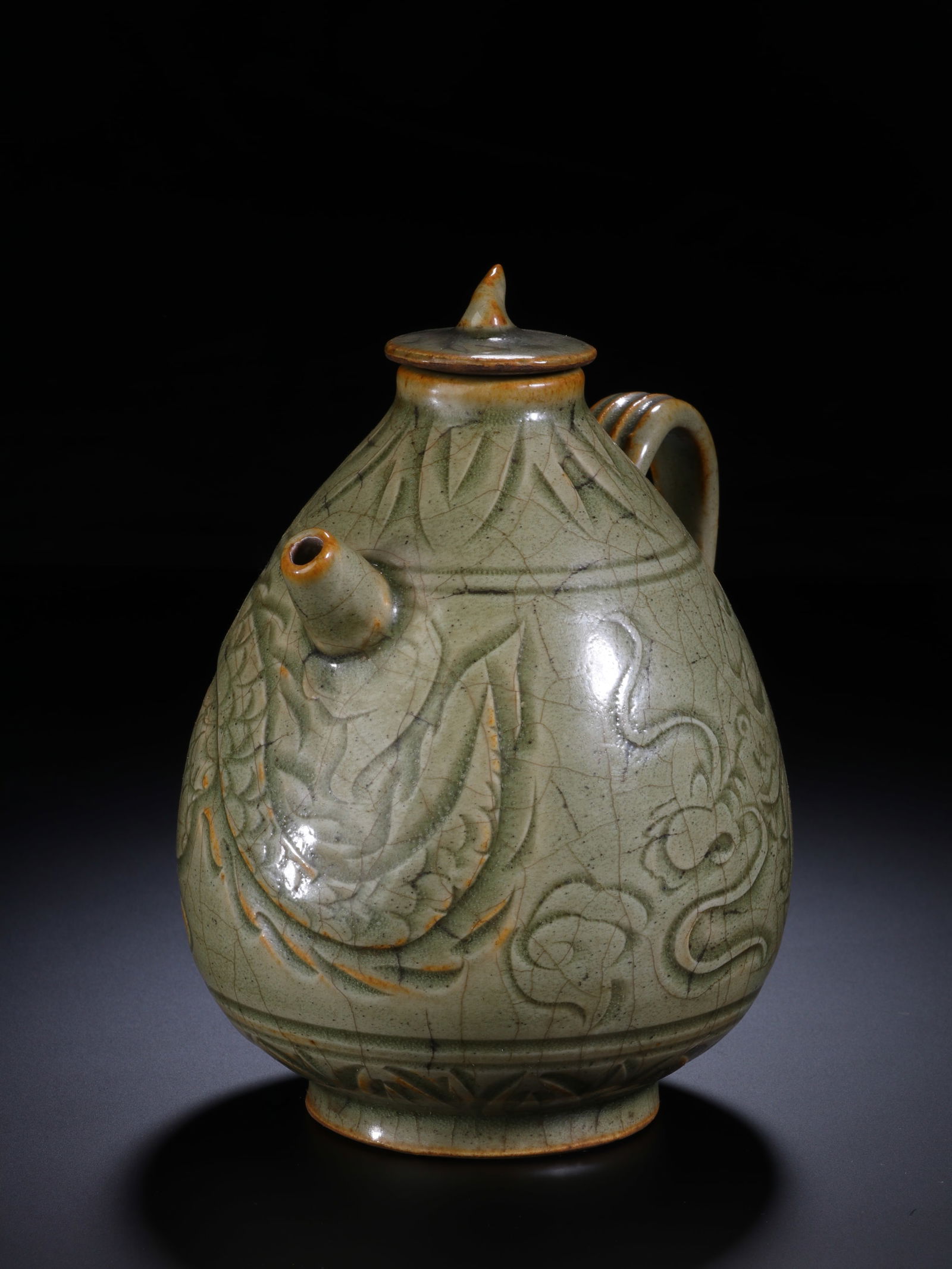 Longquan Ware Carved Dragon Pattern Porcelain Pot - 5