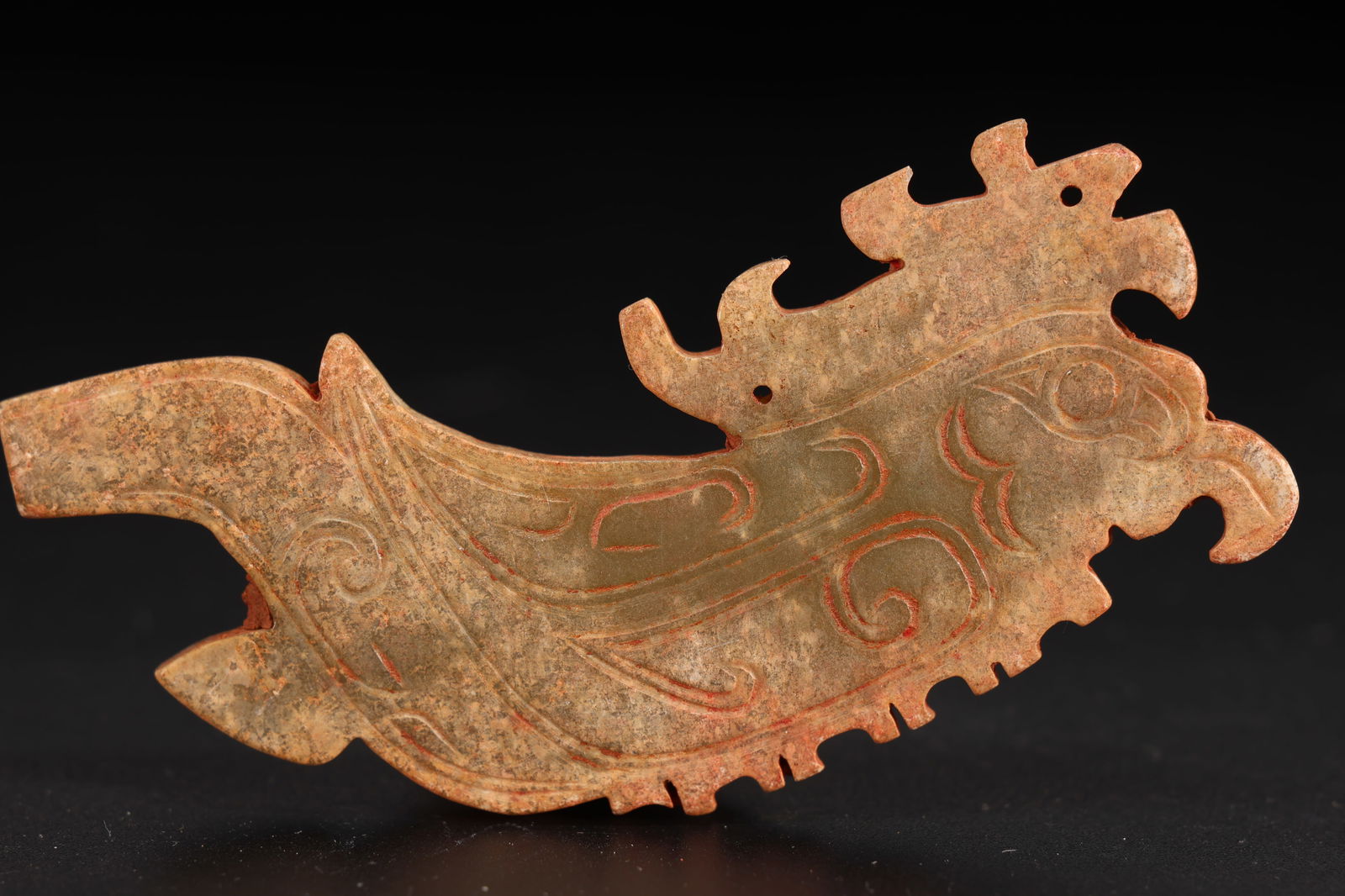 Jade Carved Beast Face Pattern Bird Shape Bi - 2