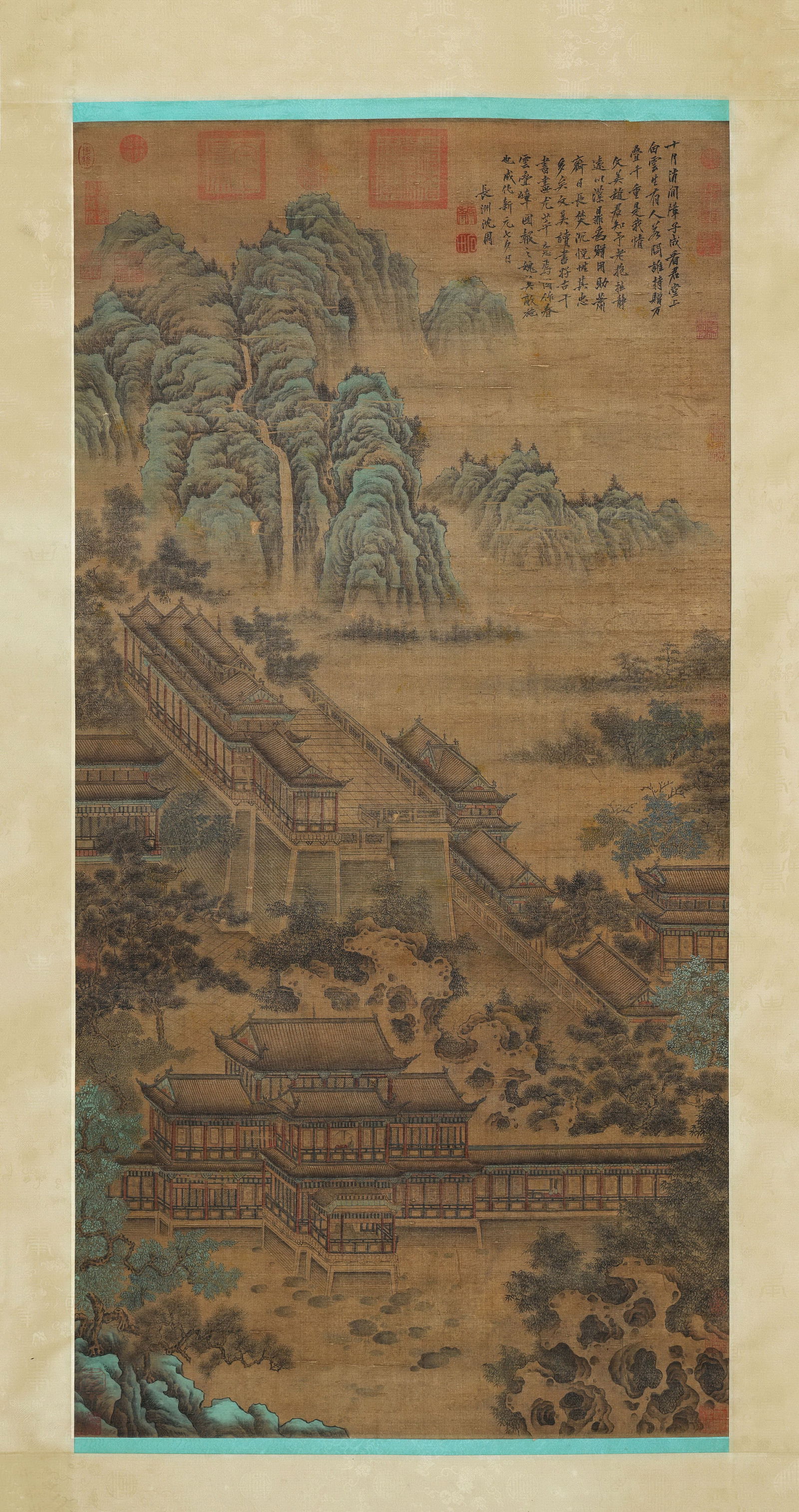 Chinese Drawing Landscape Painting,Shen Zhou Mark: Chinese Drawing Landscape Painting,Shen Zhou Mark (132 x 67cm)