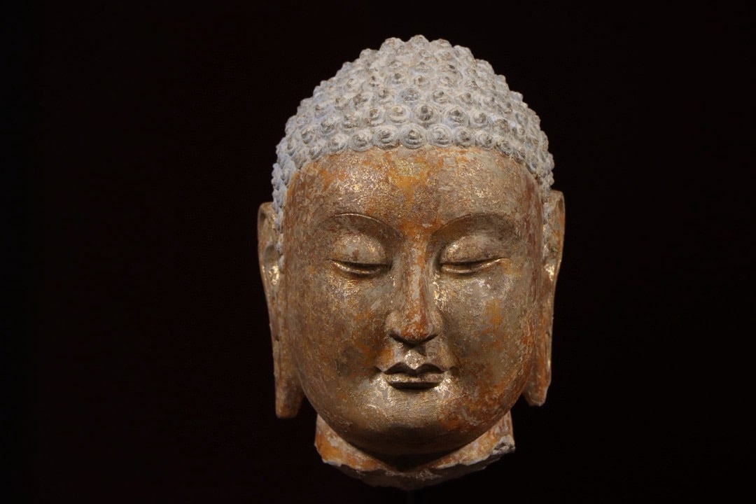 Grey Stone Buddha Head Figure (1 of 8)