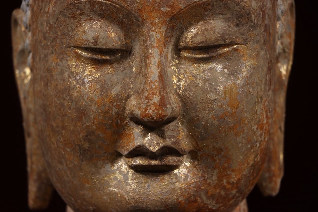 Grey Stone Buddha Head Figure - 6