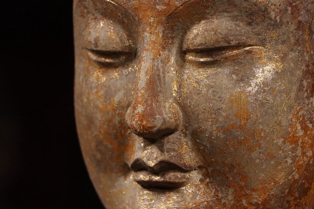 Grey Stone Buddha Head Figure - 8