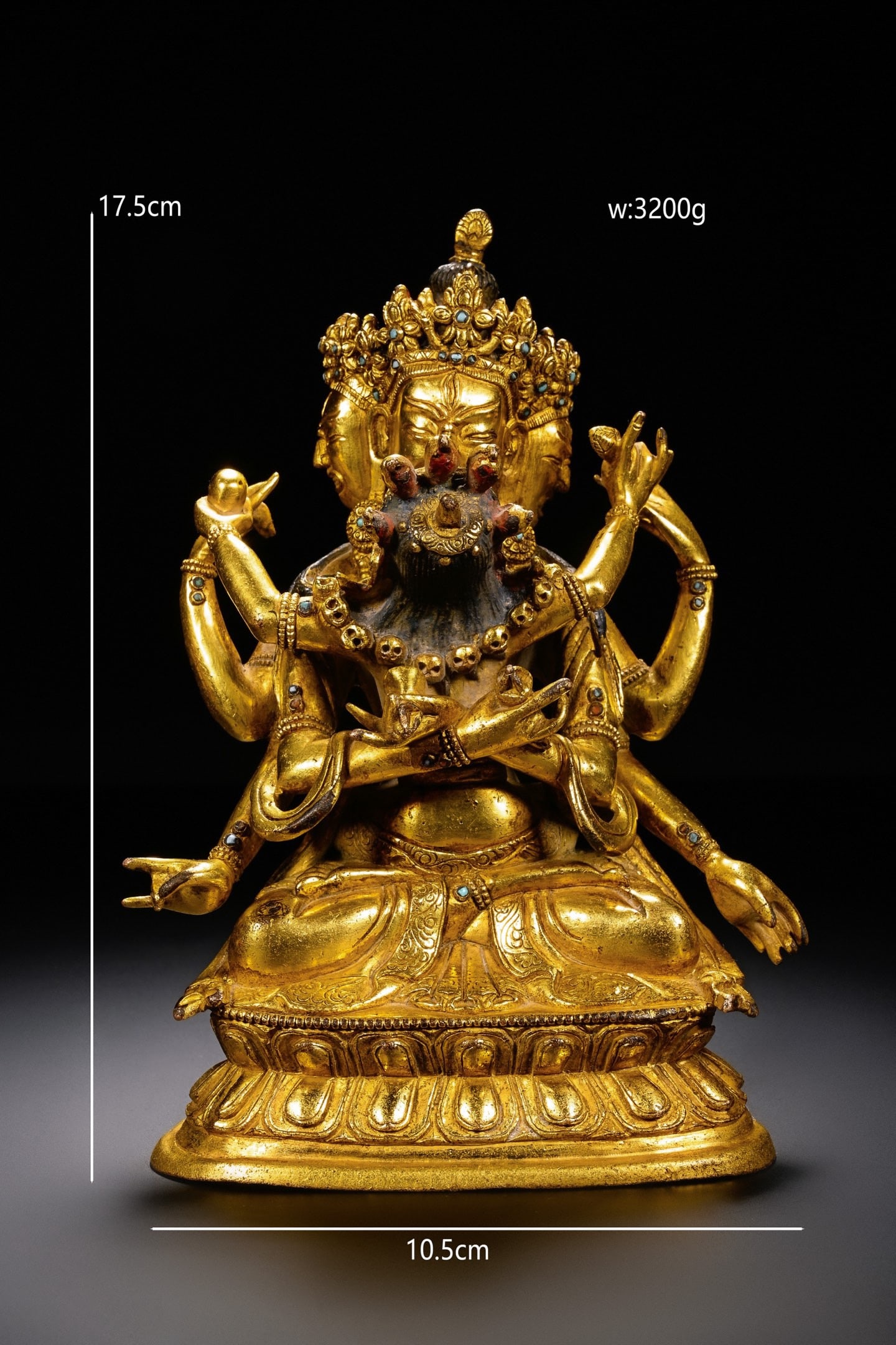 Gilt Bronze Chakrasamvara Figure: Gilt Bronze Chakrasamvara Figure (10.5 x 17.5cm)