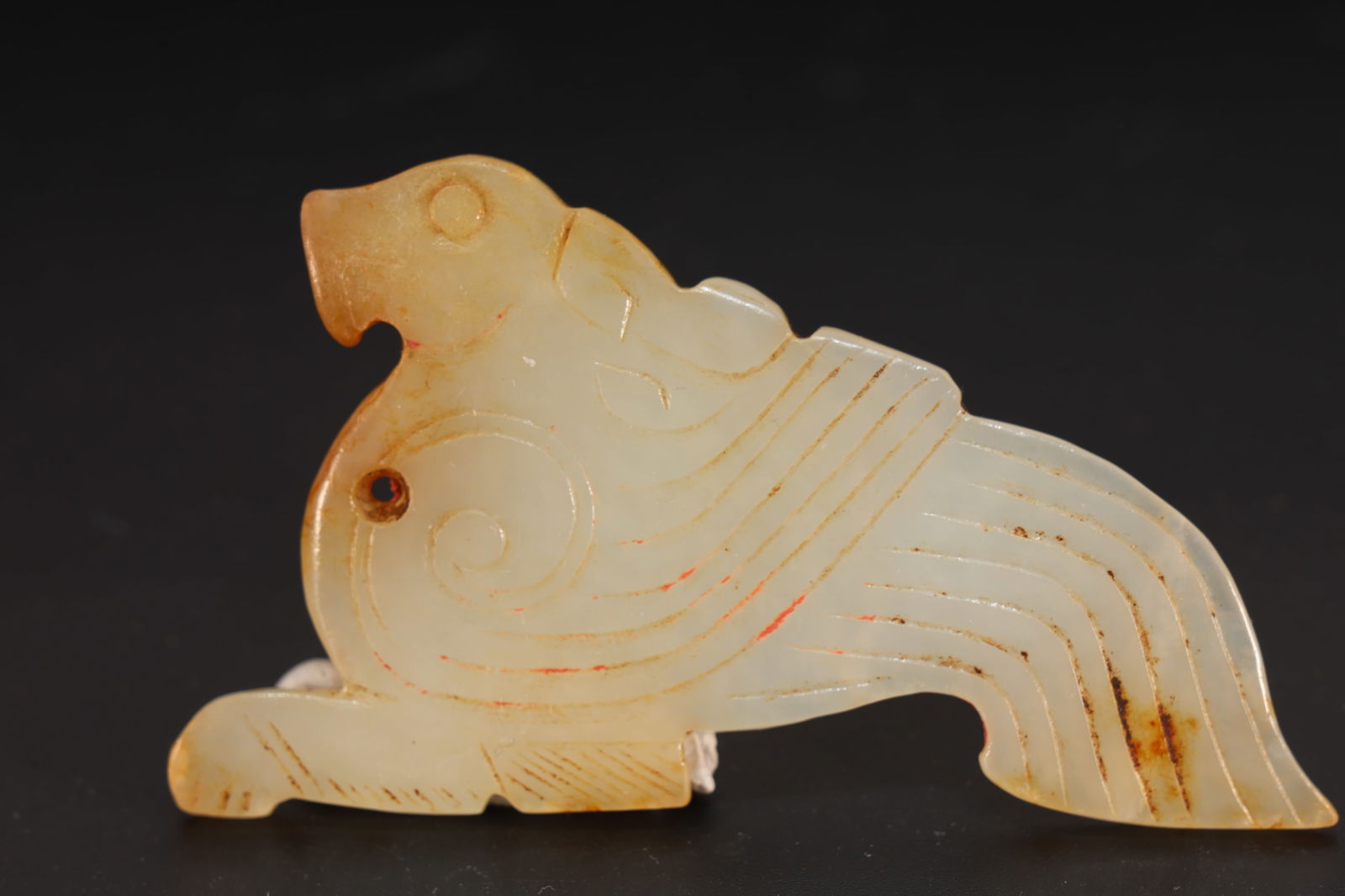 Jade Carved Cloud Pattern Bird Shape Bi - 2