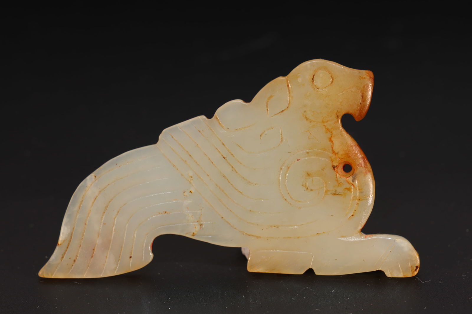 Jade Carved Cloud Pattern Bird Shape Bi - 3