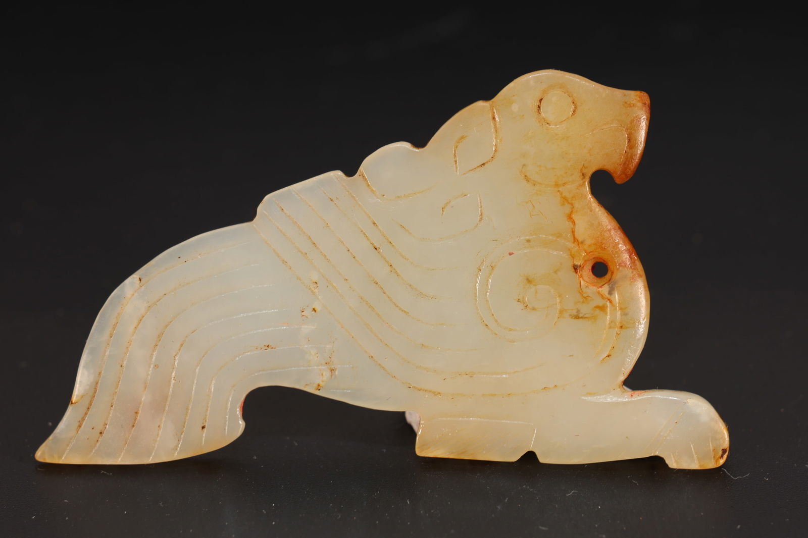 Jade Carved Cloud Pattern Bird Shape Bi - 4