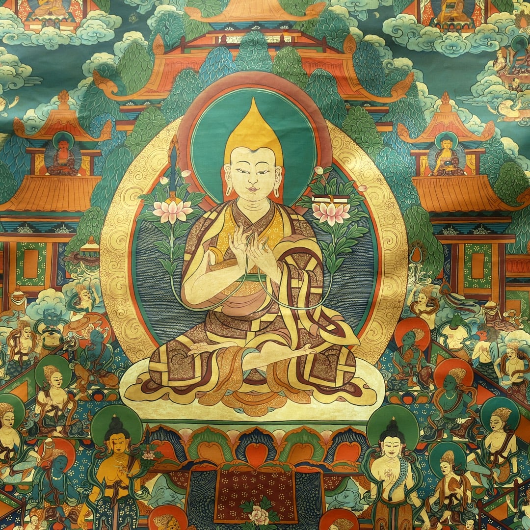 Colour Painted Tsongkhapa Pattern Tangka - 6