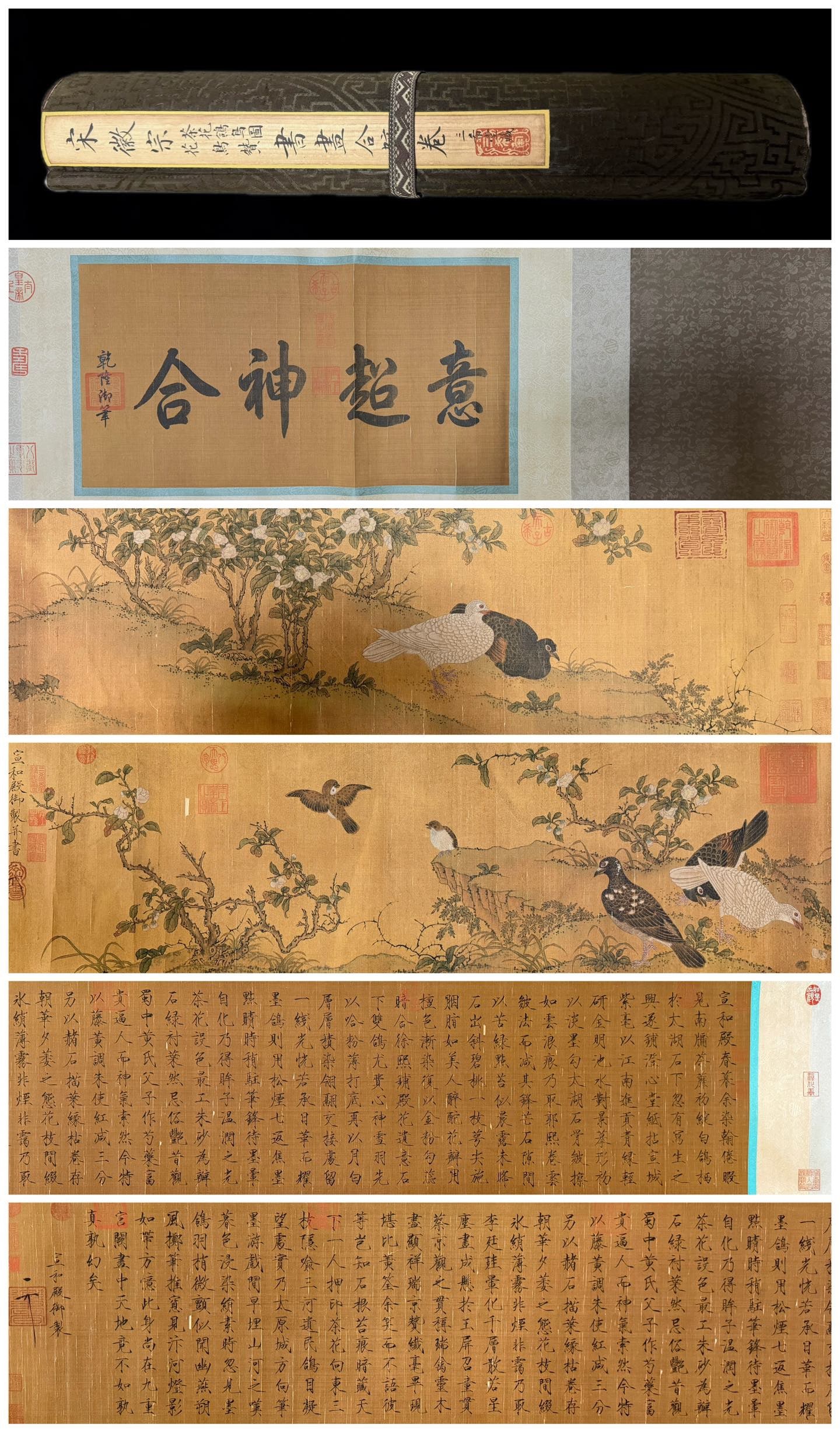 Chinese Drawing Flower and Bird Hand Scroll,Song Huizong Mark: Chinese Drawing Flower and Bird Hand Scroll,Song Huizong Mark (519 x 41cm)