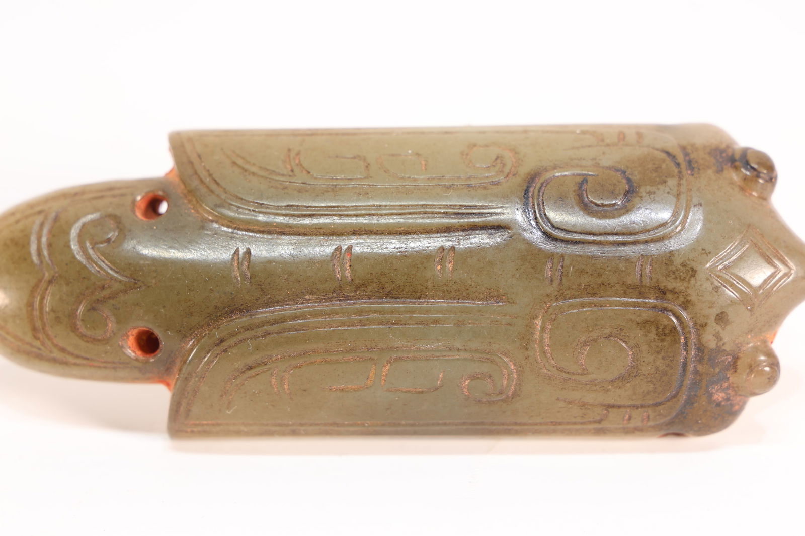 Jade Carved Beast Face Pattern Bird Shape Ornament - 2