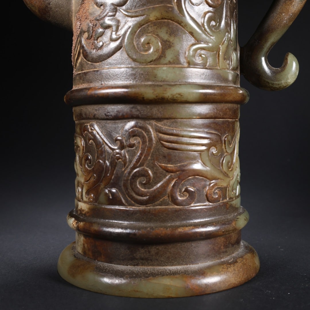 Jade Carved Character and Beast Pattern Pot - 4