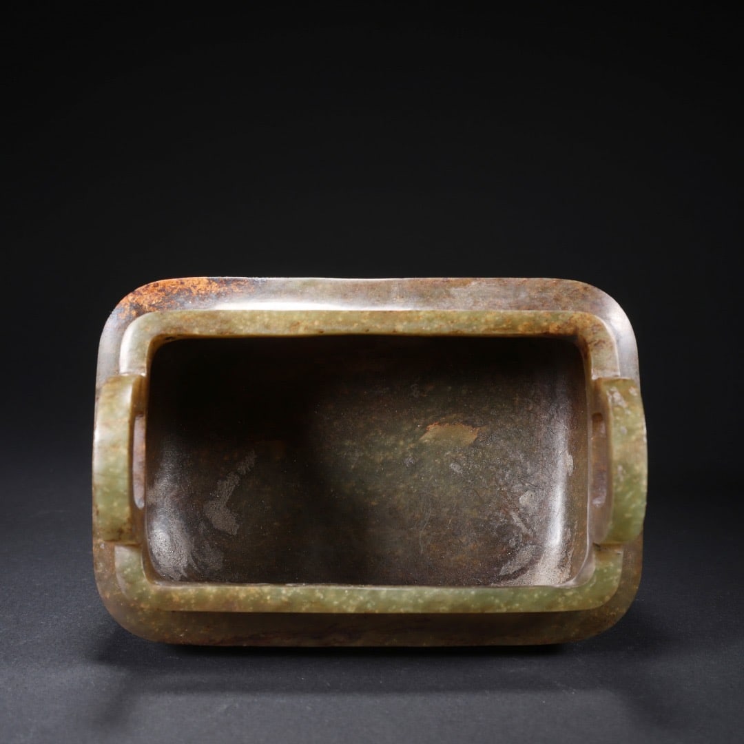 Jade Carved Beast Face Pattern Double Ears Incense Burner - 9