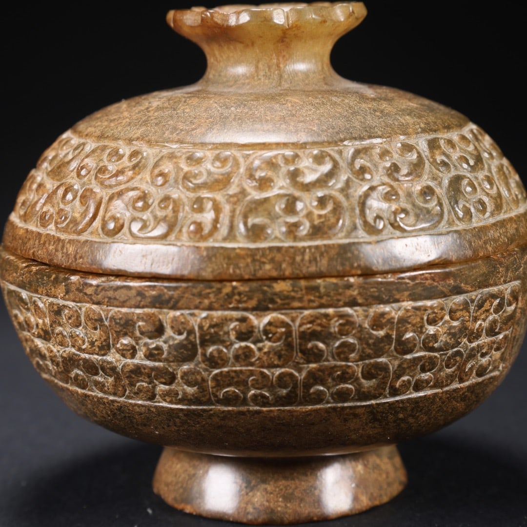Jade Carved Cloud Pattern Lid Pot - 5