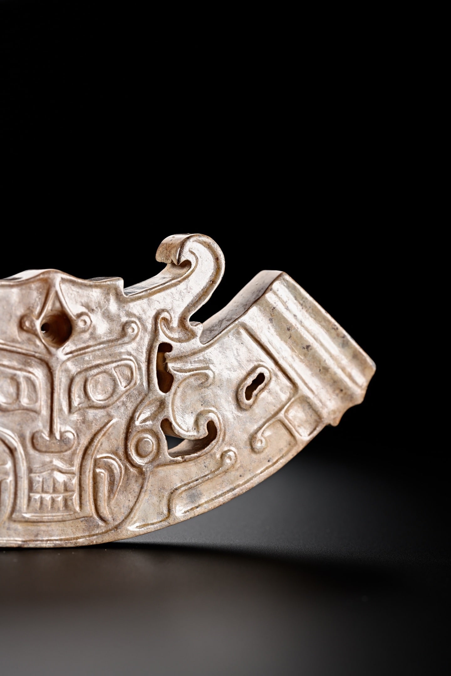 Jade Carved Beast Face Pattern Bi - 10