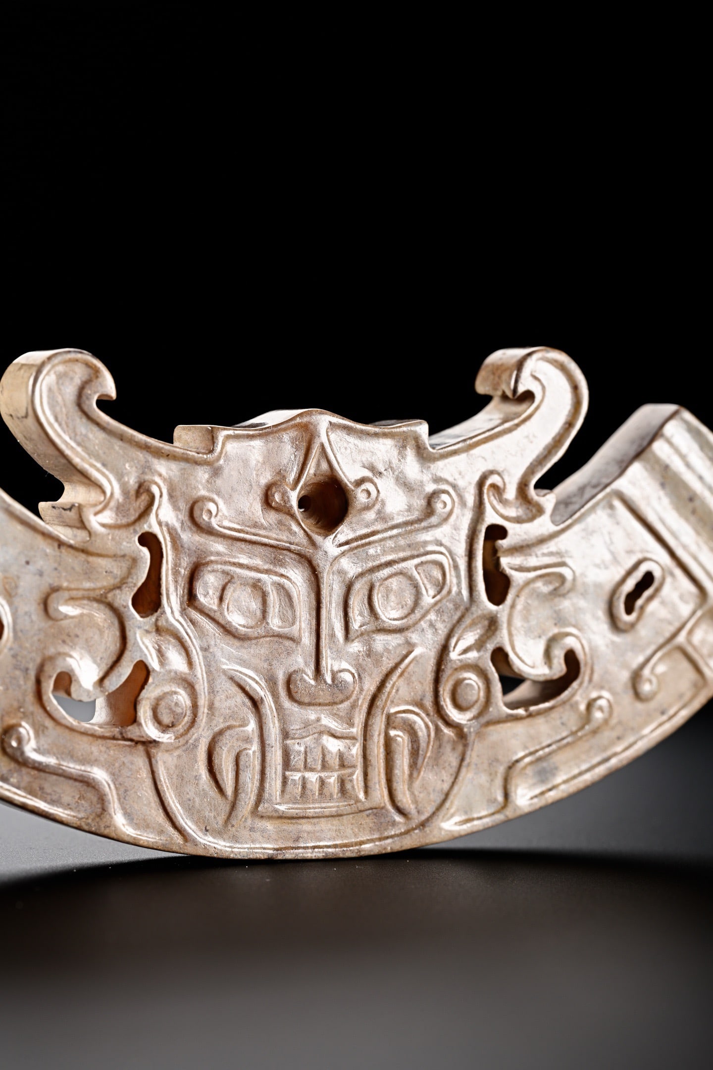 Jade Carved Beast Face Pattern Bi - 11