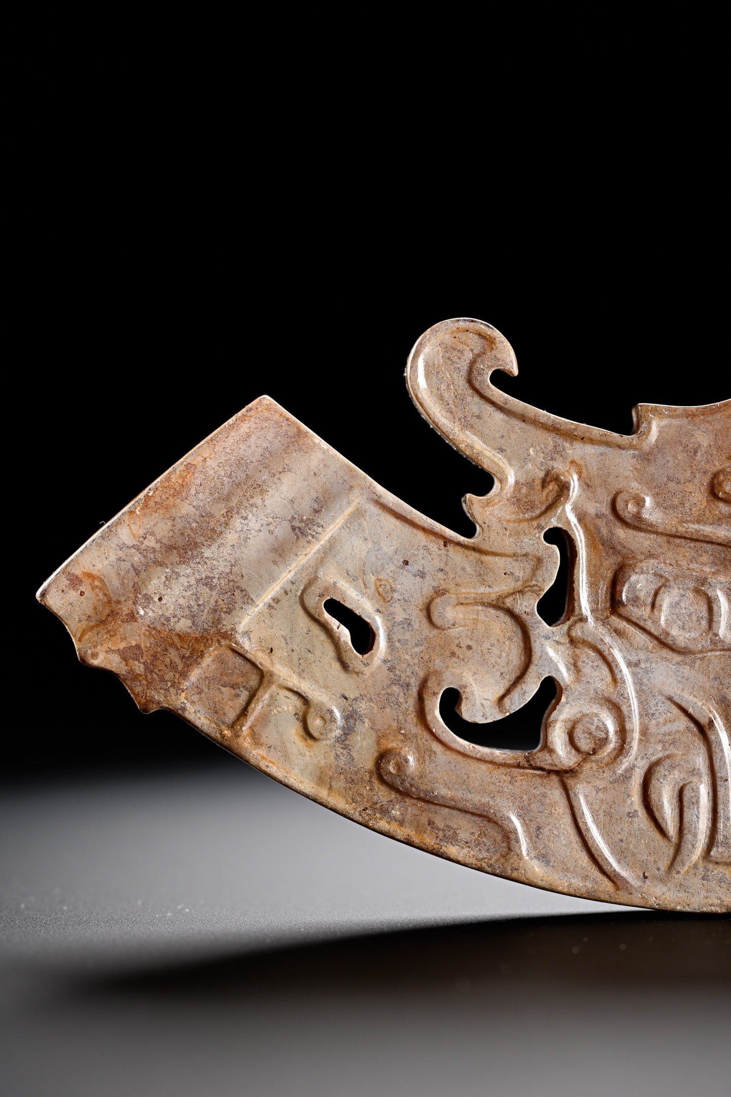 Jade Carved Beast Face Pattern Bi - 9