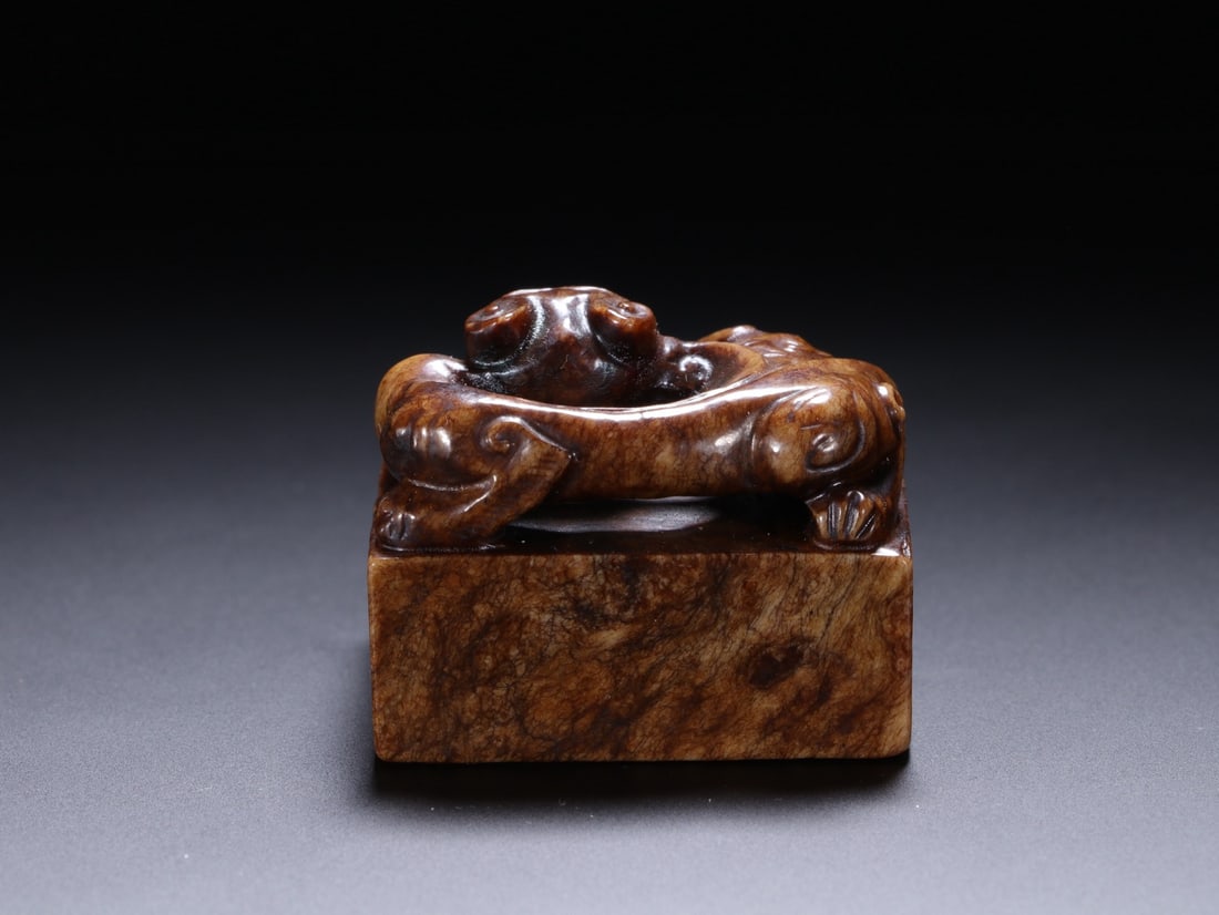 Jade Carved Beast Shape Stone Seal - 6
