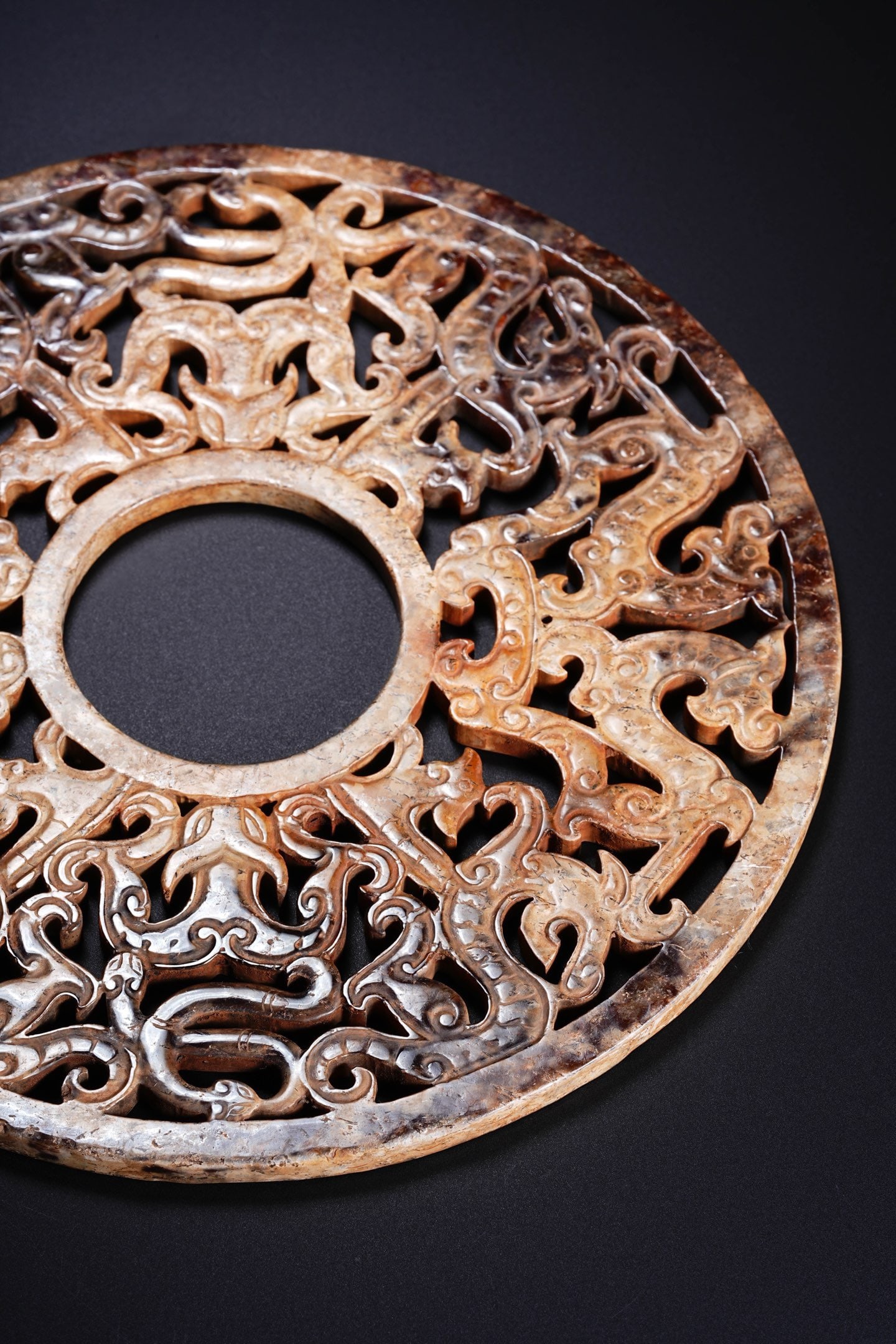 Jade Carved Dragon Pattern Bi - 4
