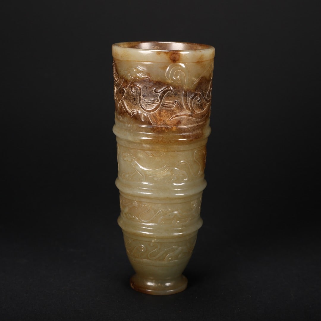 Jade Carved Beast and Character Pattern Cup - 6