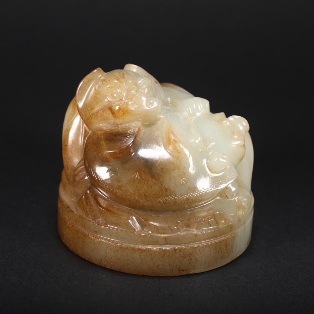 Jade Carved Beast Shape Paper Weight - 2