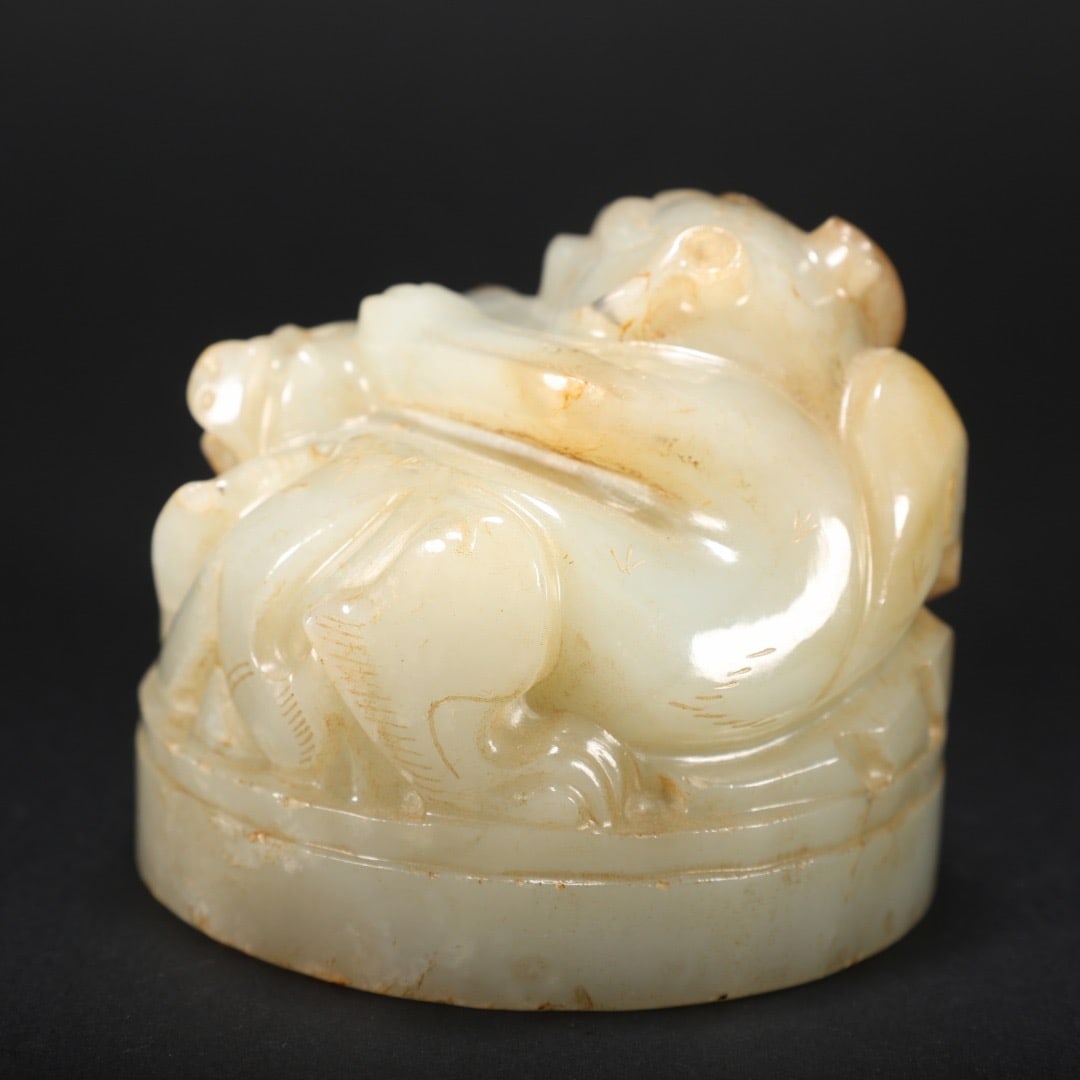 Jade Carved Beast Shape Paper Weight - 4