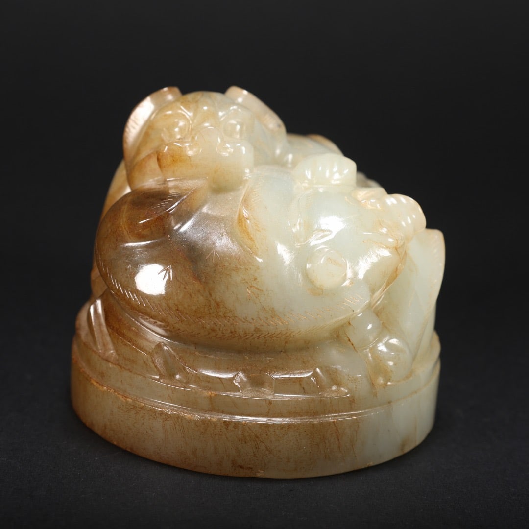 Jade Carved Beast Shape Paper Weight - 9