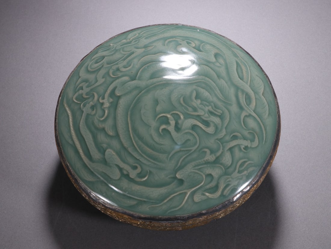 Longquan Ware Carved Dragon Pattern Porcelain Lid Box - 5