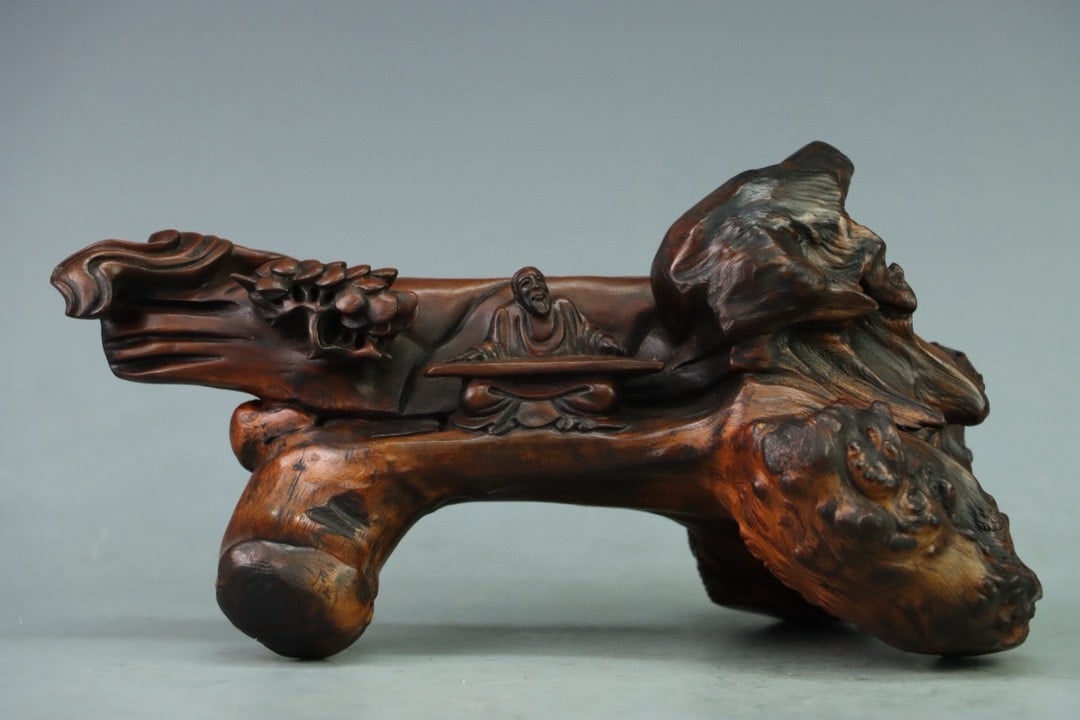 Cherry Wood Carved Character Shape Ornament: Cherry Wood Carved Character Shape Ornament (12 x 22 x 13cm)